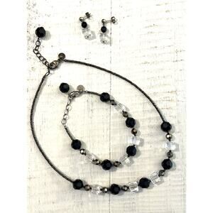 Emily Ray Faceted Square Swarovski Crystal Bead Necklace Bracelet & Earrings Set